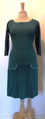 Leuke donkergroene jurk van Le Pep! M, Groen, Knielengte, Maat 38/40 (M), Zo goed als nieuw