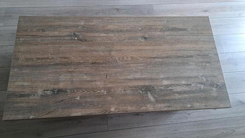 Salontafel met stalen onderkant, Huis en Inrichting, Tafels | Salontafels, Zo goed als nieuw, Minder dan 50 cm, 50 tot 100 cm