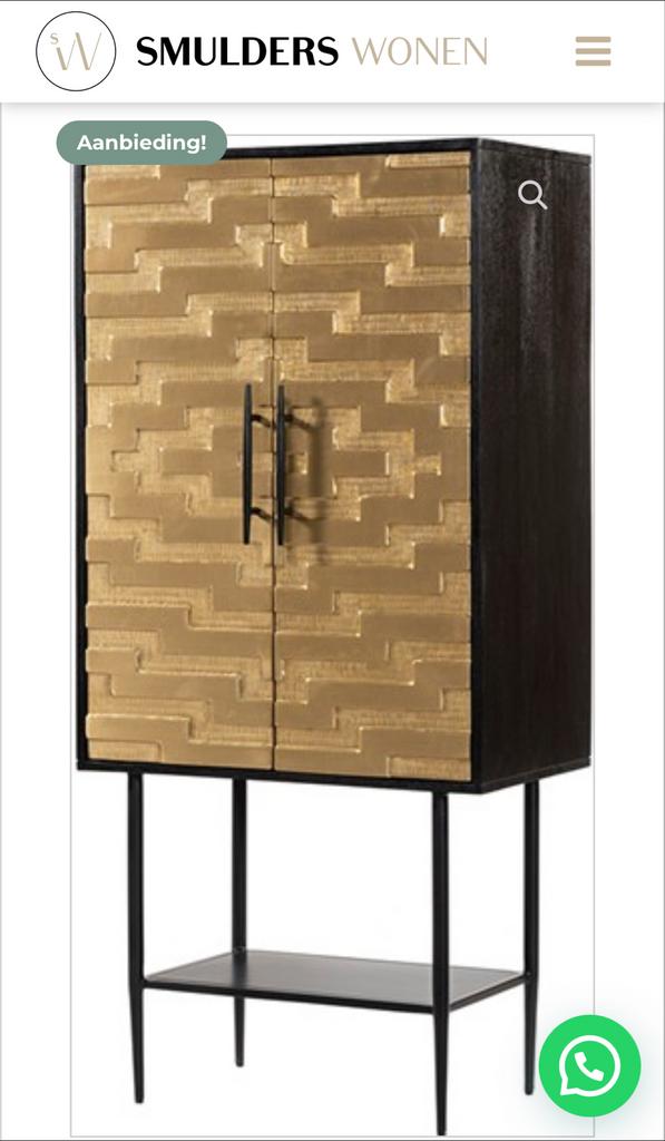 Gouden Mango Houten Kast - Eyecatcher voor uw Interieur, Ophalen, Nieuw, 50 tot 100 cm, 150 tot 200 cm