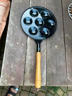Vintage poffertjes pan met houten handvat, Witgoed en Apparatuur, Wafelijzers, Ophalen of Verzenden, Gebruikt