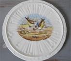 Antieke onderzetter van porselein versierd met vogels, Antiek en Kunst, Ophalen of Verzenden
