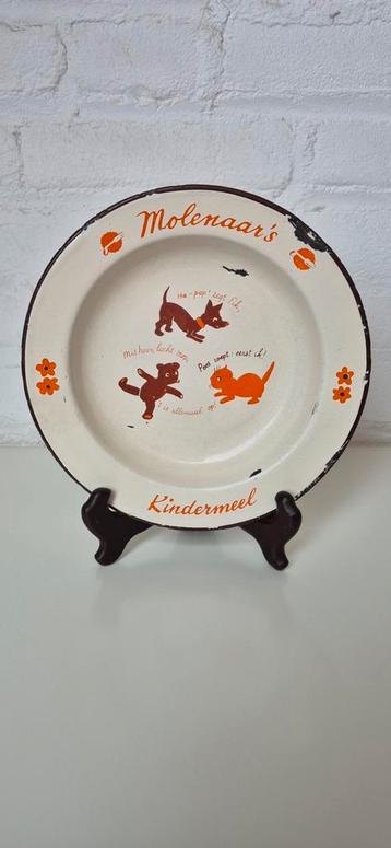 Vintage, emaille kinder bordje beschikbaar voor biedingen
