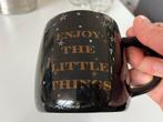 Beker zwart met tekst Enjoy the little things nieuw sterren, Huis en Inrichting, Keuken | Servies, Ophalen of Verzenden, Nieuw