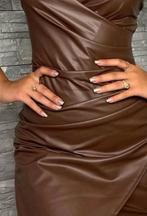 Donker Bruine Leren Jurk maat M, Verzenden, Zo goed als nieuw, Bruin