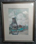 Kunstschilder Wilhelmus Broens aquarel Dordrecht molen , Antiek en Kunst, Kunst | Schilderijen | Klassiek, Ophalen