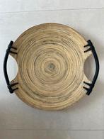 ronde bamboe dienblad met zwarte handvatten., Huis en Inrichting, Woonaccessoires | Schalen en Manden, Ophalen of Verzenden, Nieuw