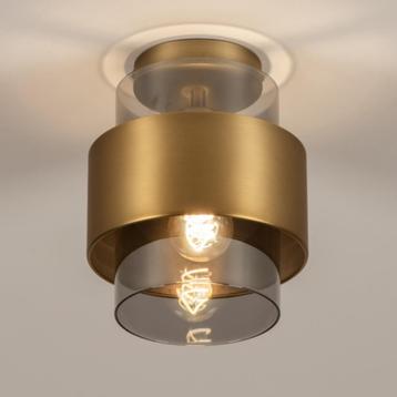 plafondlamp messing goud rookglas of opaal glas bed hal lamp