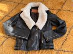 Leren biker 497 losse schapenvacht, nieuw L/XL, Zwart, Maat 42/44 (L), Ophalen of Verzenden, Zo goed als nieuw