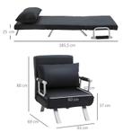 HOMCOM 3-in-1 slaapbank, logeerbed, fauteuil Zwart, Ophalen of Verzenden, Zo goed als nieuw, Eenpersoons, Zwart