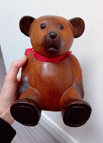 Vintage houten teddybeer, made in thailand beschikbaar voor biedingen