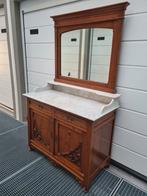 Antieke commode / dressoir met marmeren blad en spiegel, Huis en Inrichting, Ophalen, Gebruikt, Minder dan 100 cm