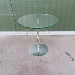 bijzettafel glas met chromen voet, 45 tot 60 cm, Minder dan 55 cm, Ophalen of Verzenden, Glas