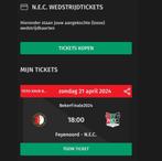 Feyenoord - NEC 3 Tickets, Tickets en Kaartjes, Sport | Voetbal, April, Losse kaart, Drie personen of meer, Buitenland