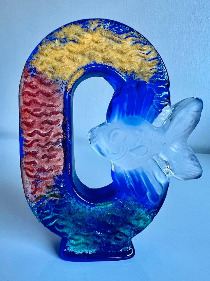 Vintage Kosta Boda Glasobject ‘Framework’ Blue Fish K.Engman, Antiek en Kunst, Kunst | Designobjecten, Ophalen of Verzenden