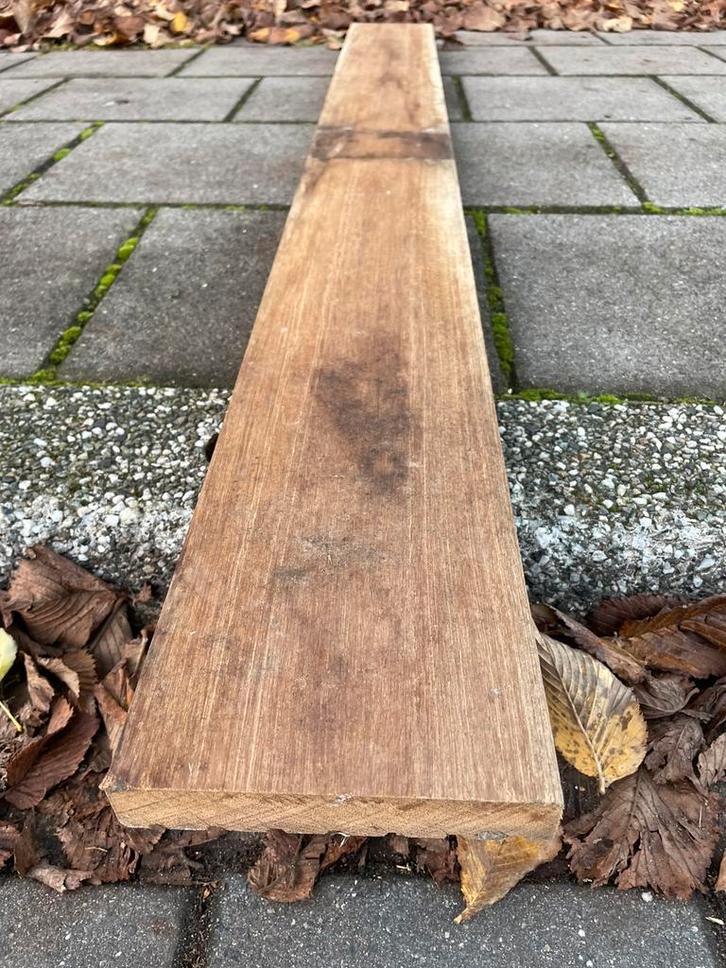 Hardhouten vlonderplanken zgan 28 mm, 17,5 m2 voor steiger., Tuin en Terras, Palen, Balken en Planken, Zo goed als nieuw, Planken
