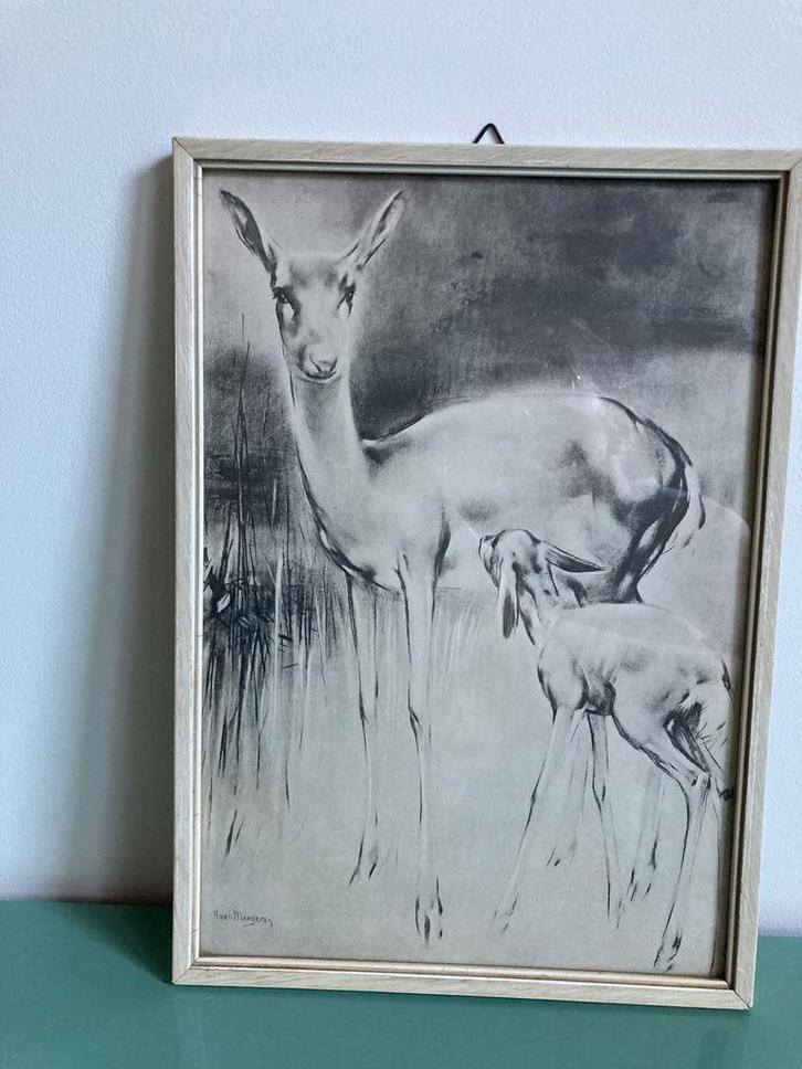 Vintage | afbeelding “hertje” - Han van Meegeren, Antiek en Kunst, Kunst | Tekeningen en Foto's, Ophalen of Verzenden