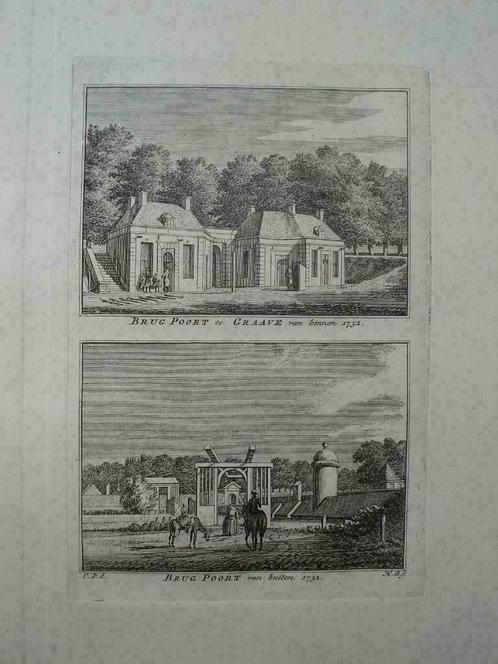A13-14 / Graave - Grave  de brugpoort Kopergravure `1745, Antiek en Kunst, Kunst | Etsen en Gravures, Ophalen of Verzenden