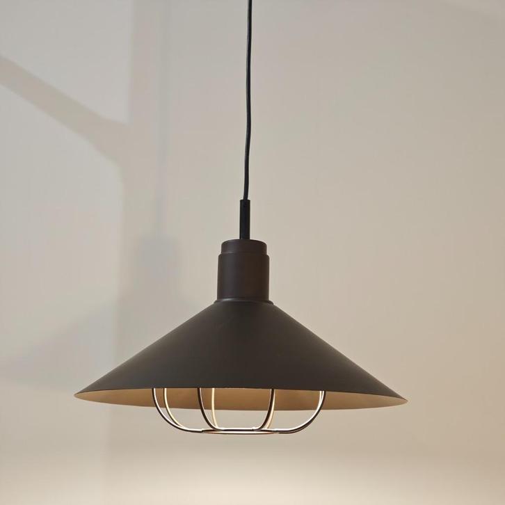Vintage bruine hanglamp, Huis en Inrichting, Lampen | Hanglampen, Zo goed als nieuw, Minder dan 50 cm, Metaal, Ophalen of Verzenden