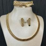 18k gouden rolex set massief ketting armband oorbellen ring