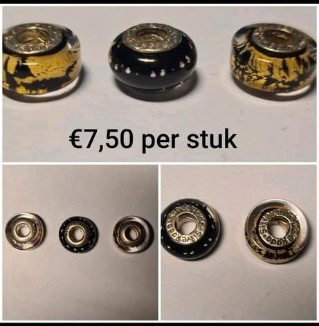 Murano glasbedel Silverado zilver 3 stuks €17,50, Sieraden, Tassen en Uiterlijk, Bedels, Zo goed als nieuw, Overige merken, Zilver