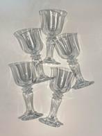 5x Vintage wijnglazen met tulpvormige kelk en gevormde voet, Ophalen of Verzenden