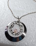 Zilveren (835) hanger ROZENKWARTS + zilveren (835) ketting, Sieraden, Tassen en Uiterlijk, Kettingen, Ophalen, Zo goed als nieuw