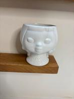 Vintage bloempotje kinderhoofd meisje wit keramiek, Rond, Ophalen of Verzenden, Zo goed als nieuw, Minder dan 25 cm