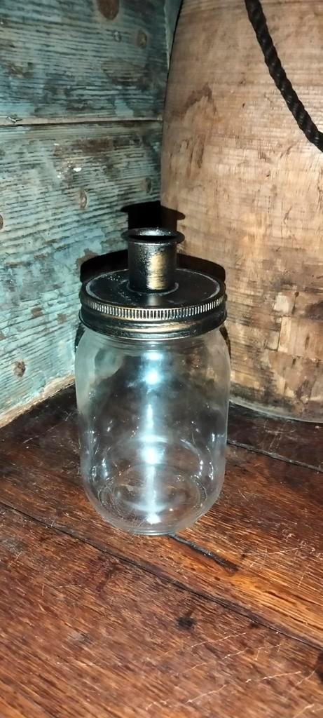Leuke brocante kandelaar a potje, Antiek en Kunst, Curiosa en Brocante, Ophalen of Verzenden