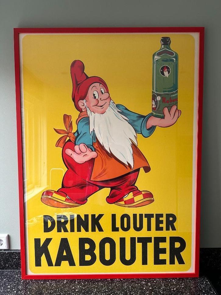 DRINK LOUTER KABOUTER affiche poster in lijst., Verzamelen, Merken en Reclamevoorwerpen, Gebruikt, Reclamebord, Ophalen