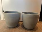 Twee aardewerk bloempotten in blauw/grijs, Tuin en Terras, Bloempotten, 25 tot 40 cm, Rond, Binnen, Ophalen of Verzenden