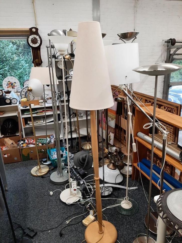 Partij Lampen: Sta-, Tafel- & Vloerlampen, Huis en Inrichting, Lampen | Vloerlampen, Gebruikt, 150 tot 200 cm, Glas, Hout, Kunststof