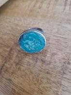 Tibetaans zilveren zegelring maat 18.5. Met turquoise.