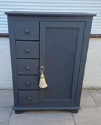 Prachtige antraciet grenen ladenkast/meidenkast/spekkast, 5 laden of meer, Ophalen of Verzenden, Zo goed als nieuw, 25 tot 50 cm