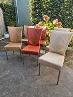 Leren Eetkamerstoelen - Set van 6, Huis en Inrichting, Stoelen, Ophalen, Gebruikt, Metaal, Vijf, Zes of meer stoelen