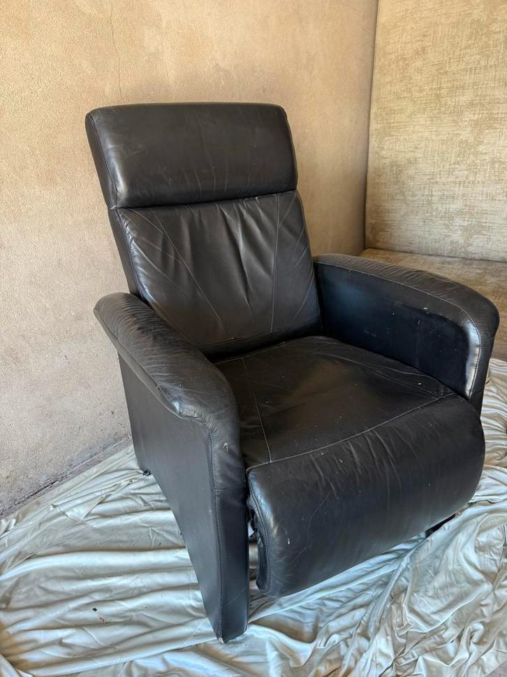Relaxstoel, Huis en Inrichting, Fauteuils, Gebruikt, Leer, Minder dan 50 cm, Minder dan 75 cm, Ophalen
