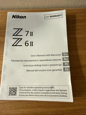 Nikon voor z6 6II 7 7II handleiding boekje beschikbaar voor biedingen