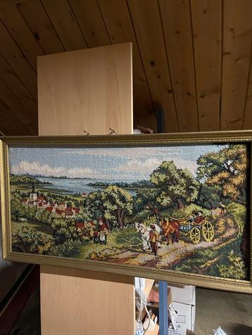 Vintage gobelin wandkleed – landelijk tafereel beschikbaar voor biedingen