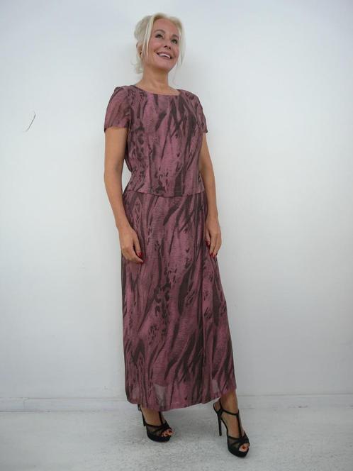 *Abfab Vintage Lange Jurk 42/44*, Kleding | Dames, Jurken, Zo goed als nieuw, Maat 42/44 (L), Paars, Onder de knie, Ophalen of Verzenden