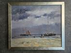 Schilderij olieverf op doek schepen op het strand zeilschip, Ophalen