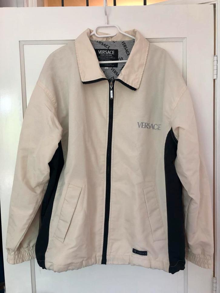 Heren jas in 90s Gianni Versace Stijl maat large, Kleding | Heren, Jassen | Winter, Zo goed als nieuw, Overige maten, Beige, Ophalen of Verzenden