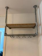 Kapstok steigerhout en buizen, Huis en Inrichting, Woonaccessoires | Kapstokken, Ophalen, Hout, Wandkapstok, Minder dan 100 cm