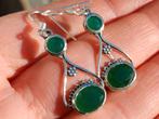 Vanoli 925 zilveren oorbellen met groene agaat, Sieraden, Tassen en Uiterlijk, Oorbellen, Daiva1973@hotmail.com, Hangers, Vanoli