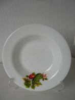JAJ pyrex diepe borden met groentemotief - vintage, Huis en Inrichting, Keuken | Servies, Ophalen, Gebruikt, Glas, Bord(en)