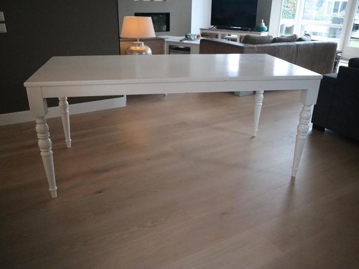 Witte houten eettafel, Huis en Inrichting, Tafels | Eettafels, Gebruikt, 50 tot 100 cm, 150 tot 200 cm, Vier personen, Rechthoekig