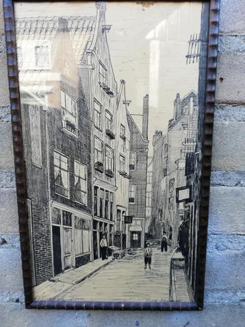 Amsterdamse volksbuurt. Litho. 1900/1930.  beschikbaar voor biedingen