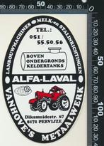 Sticker: Vanhoves Metaalwerk - Alfa Laval - Pervijze, Ophalen of Verzenden, Zo goed als nieuw, Bedrijf of Vereniging