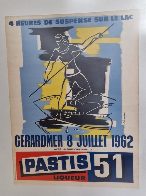 Poster Pastis 51 4 heures de suspense sur le lac, Verzamelen, Posters, Gebruikt, Film en Tv, Deurposter of groter, Rechthoekig Staand