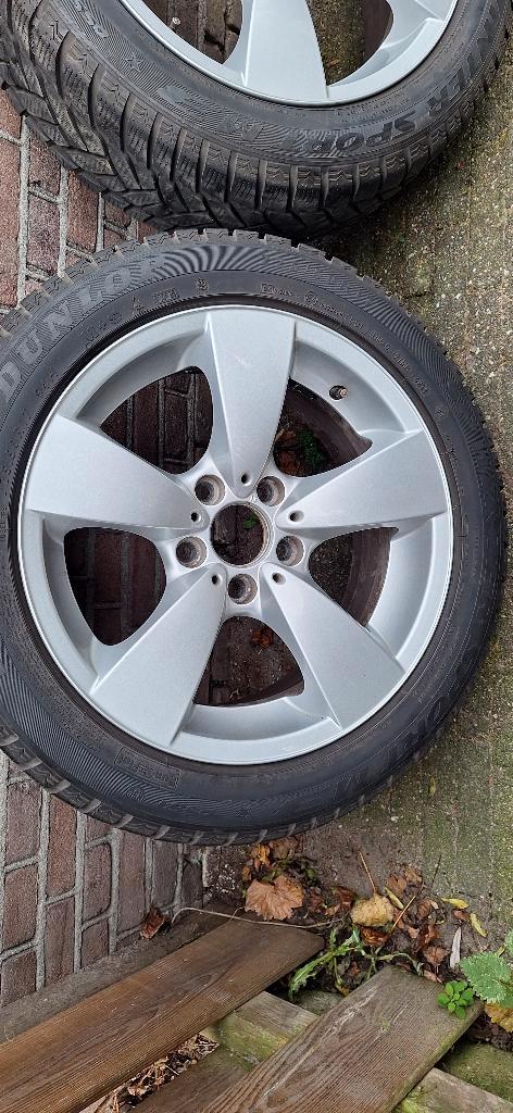 Stoere BMW velgen met Dunlop winterbanden 17" van X3 bj2020, Auto-onderdelen, Banden en Velgen, Velg(en), Winterbanden, 17 inch
