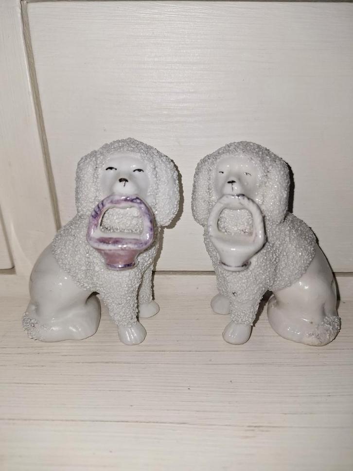 Antieke Staffordshire Poedelhondjes, Set van 2, Antiek en Kunst, Antiek | Porselein, Ophalen of Verzenden