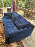 Donkerblauwe rib bank op metalen pootjes, Ophalen, 150 tot 200 cm, Driepersoons, 75 tot 100 cm
